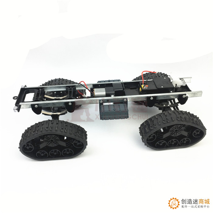 视频：SN7000 全地形橡胶履带车轮机器人底盘卡车四驱攀爬DIY改装车套件
