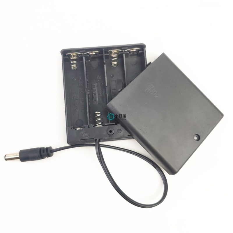 ARDUINO5号4节带盖带开关dc头2.1*5.5 aa*4电池盒带盖6V 电池座