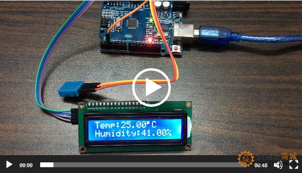 SNAR2 电子温度湿度计 Arduino+LCD1602+DHT11 DIY学习套件创客视频演示
