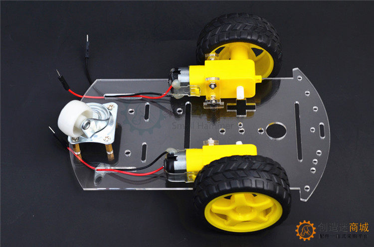 SNC250智能小车底盘 三轮 亚克力 万向轮 遥控小车 机器人底盘 arduino