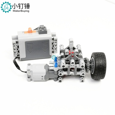 SNP71 积木四挡变速箱 差速器简易仿真模型带电池盒 创意DIY拼装