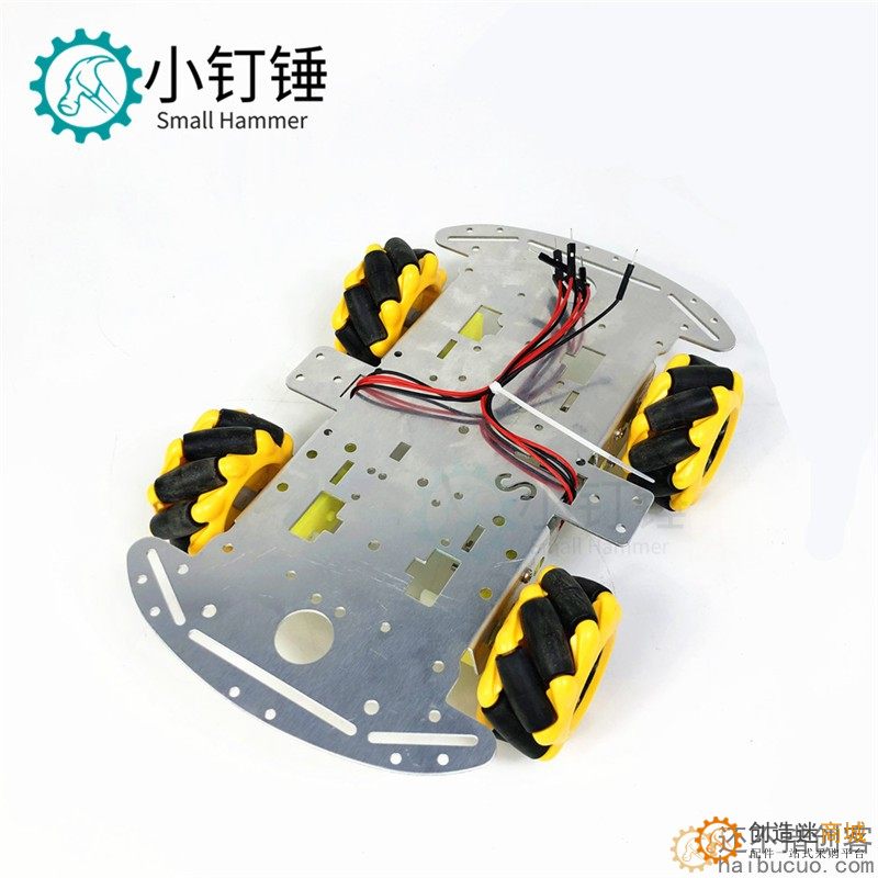 新款铝合金全向轮小车底盘 智能小车底盘麦克纳姆轮 DIY 金属底盘 SNC380