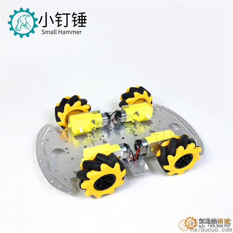新款铝合金全向轮小车底盘 智能小车底盘麦克纳姆轮 DIY 金属底盘 SNC380