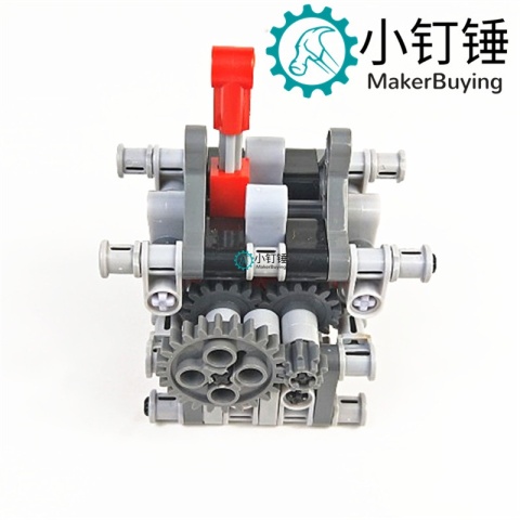 SNP74 积木全拼装四档变速器 前轮转向带悬挂避震MOC机械模型发动机玩具