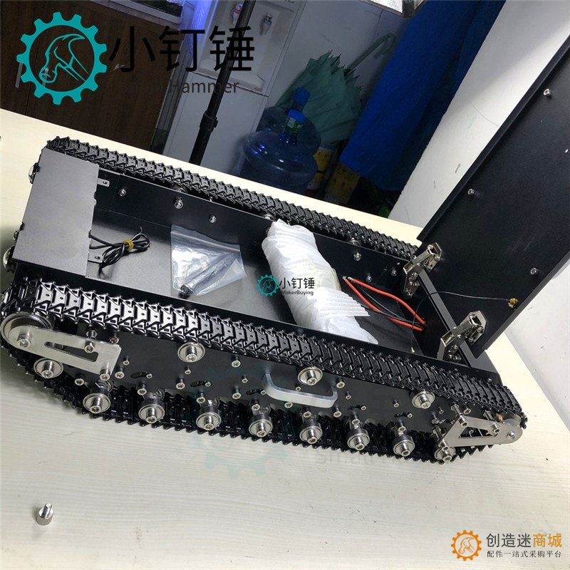 全金属超大坦克机器人底盘 悬挂减震 履带式智能车遥控平台不锈钢 小钉锤 SN3800