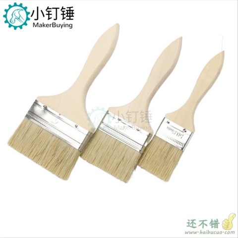 1/2/3寸长毛木柄油漆刷 仿猪鬃丝刷 船用工业毛刷 烧烤刷 小刷子