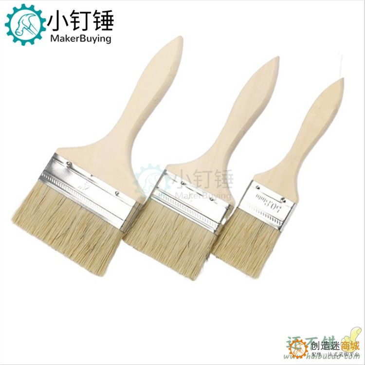 1/2/3寸长毛木柄油漆刷 仿猪鬃丝刷 船用工业毛刷 烧烤刷 小刷子