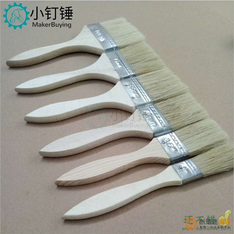 1/2/3寸长毛木柄油漆刷 仿猪鬃丝刷 船用工业毛刷 烧烤刷 小刷子