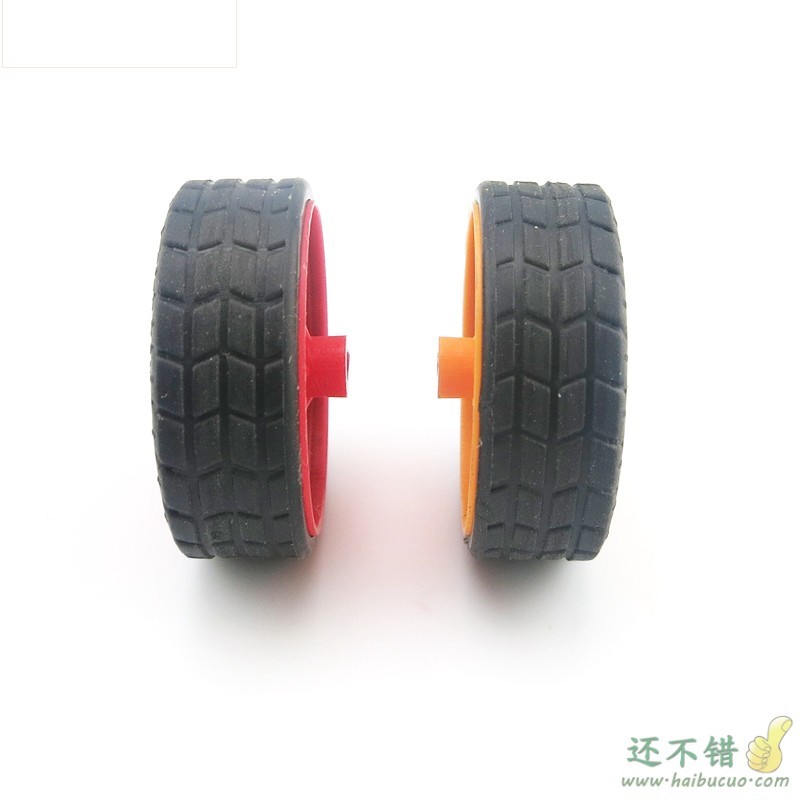 2*30mm红/黄/白 细纹理橡胶车轮 小车轮 玩具车轮子 学生DIY 模型