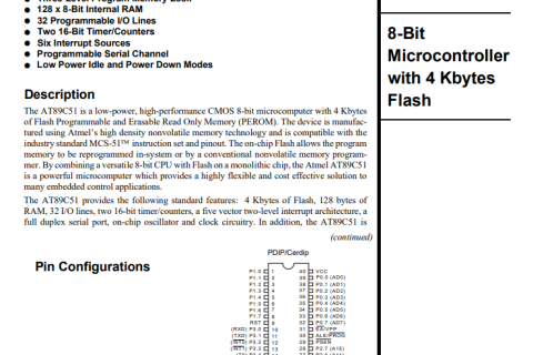 AT89C51 8-Bit Microcontroller with 4 Kbytes Flash