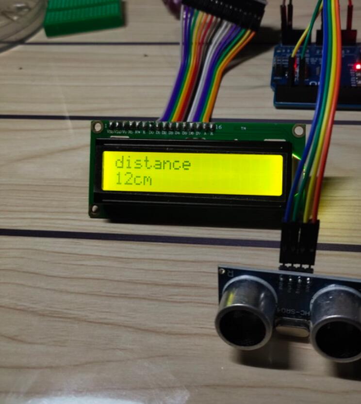 mixly ARDUINO图形编程LCD1602显示的超声波测距程序