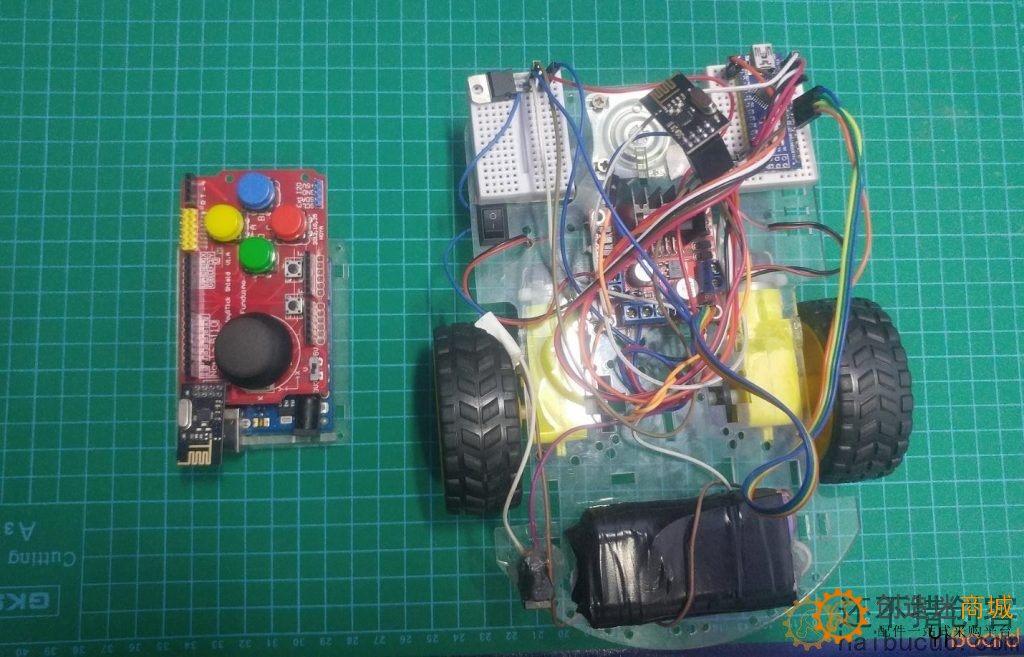5.2 Arduino+L298N+NRF24L01+ joystick机器人制作小车