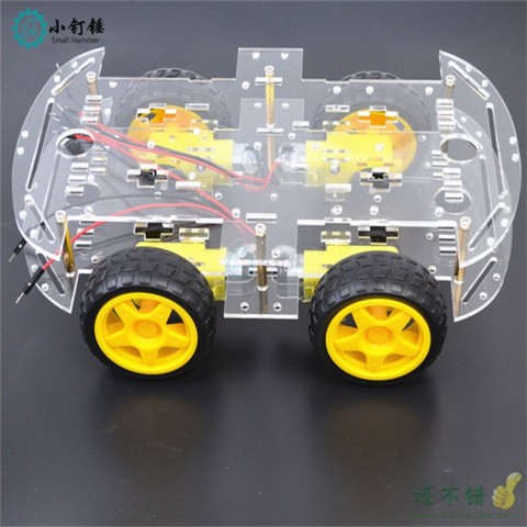 智能小车底盘四驱4WD四轮双层4减速电机驱动循迹遥控电子竞赛小车