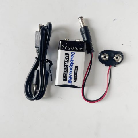 Arduino供电套装 9v充电电池+T型电池扣带电源插头带DC头9V 6F22