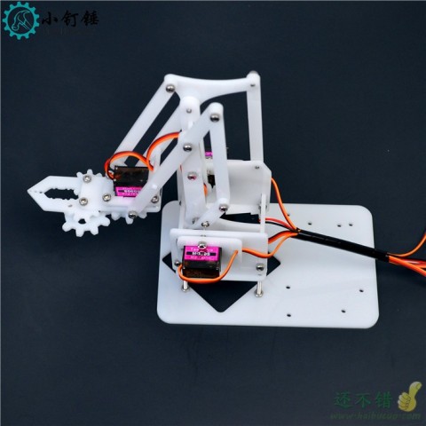 4自由度亚克力拼装机械臂 白色mg90s机械手 for arduino DIY创客