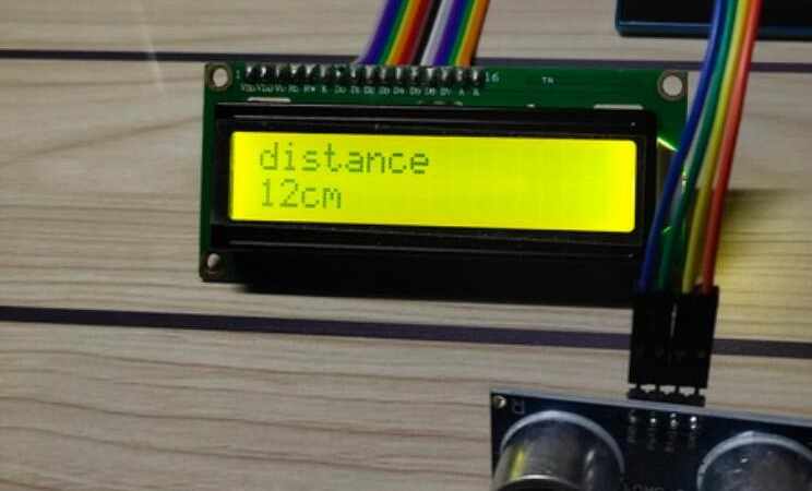 mixly ARDUINO图形编程LCD1602显示的超声波测距程序