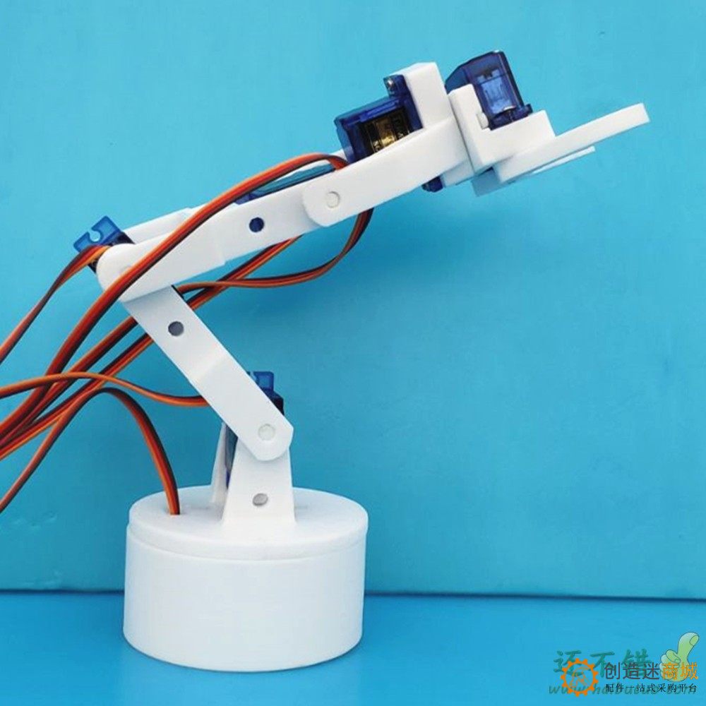 六自由度3D打印白色六轴机械臂 DIY机器人 拼装 3D打印产品 SG90