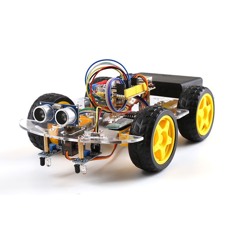 for Arduino智能小车4WD创客编程机器人蓝牙遥控循迹避障车DIY套