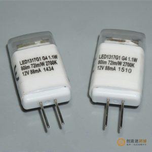 进口品牌G4灯珠led插脚低压12V1.1W水晶灯插泡 2700k暖色镜前小灯