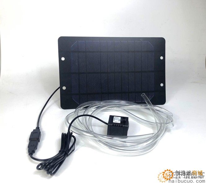 太阳能板6V5w 太阳能水泵 USB 潜水泵 鱼缸循环泵送2米水管