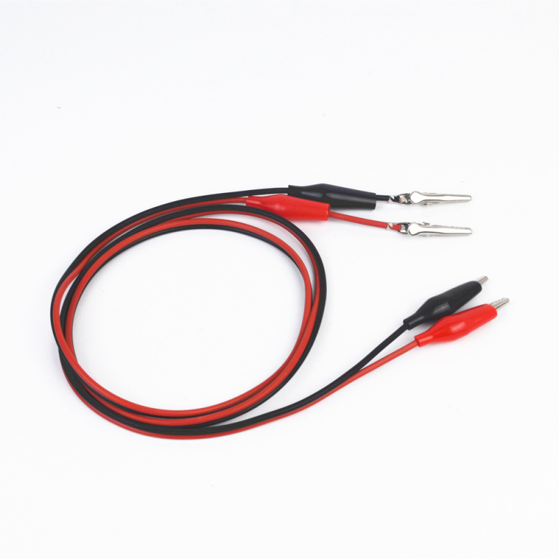 X19  双头鳄鱼夹线 测试线 带线鳄鱼夹 红黑2线4夹 2转2 线长1米