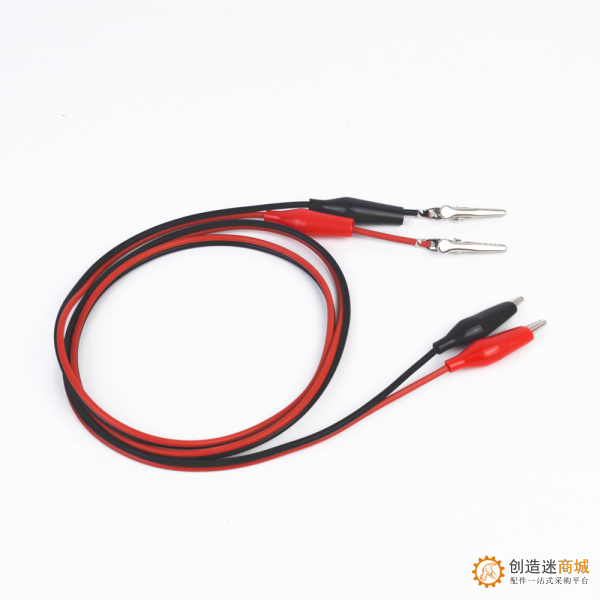 X19  双头鳄鱼夹线 测试线 带线鳄鱼夹 红黑2线4夹 2转2 线长1米