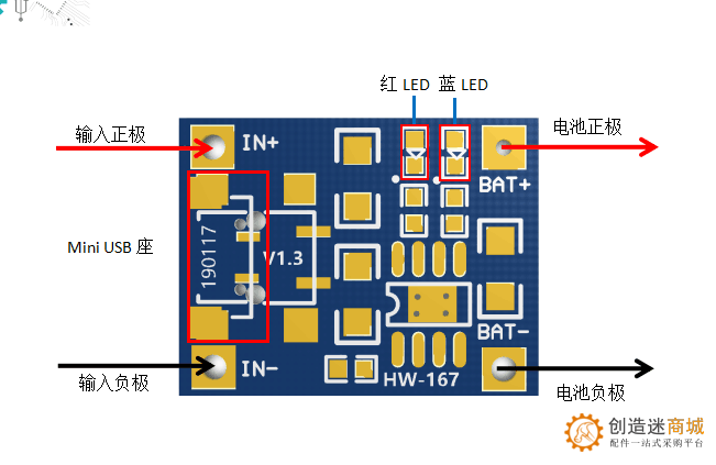 TP4056 1A锂电池专用充电板 冲电器 充电模块 MICRO接口 麦克USB