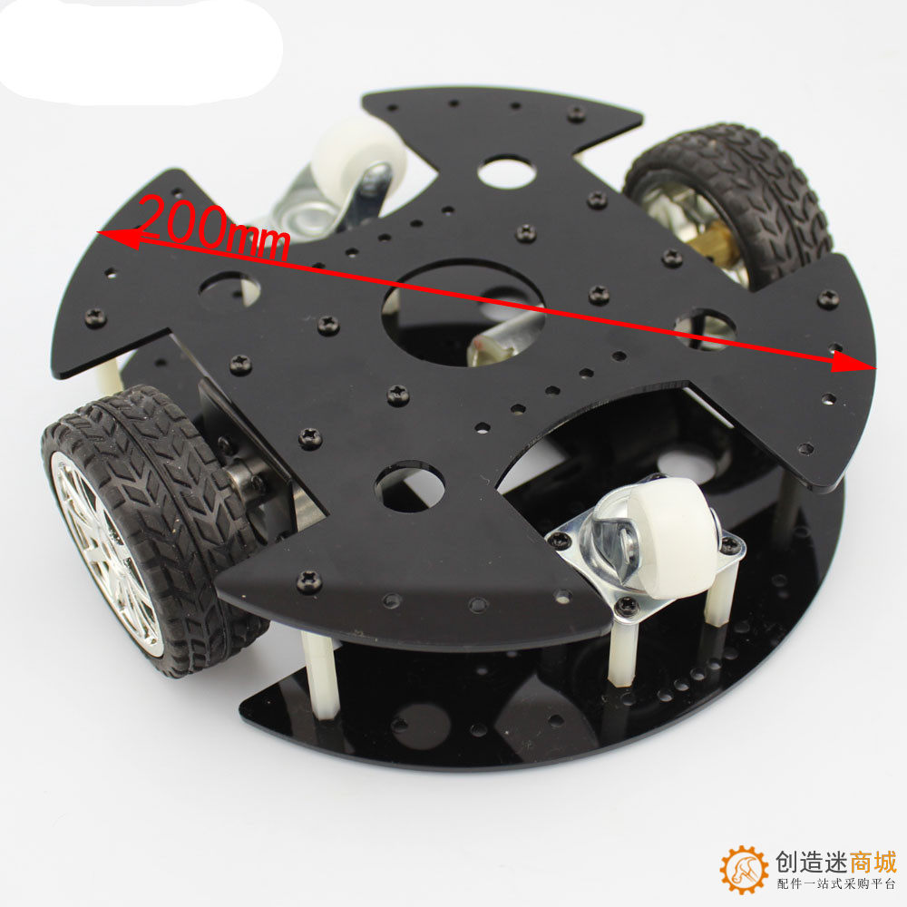 2WD黑色亚克力机器人汽车底盘2层坚固37B280齿轮马达SN180