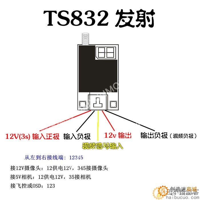 40频点 5.8G图传 600mW FPV 无线图传发射接收 TS832 RC832