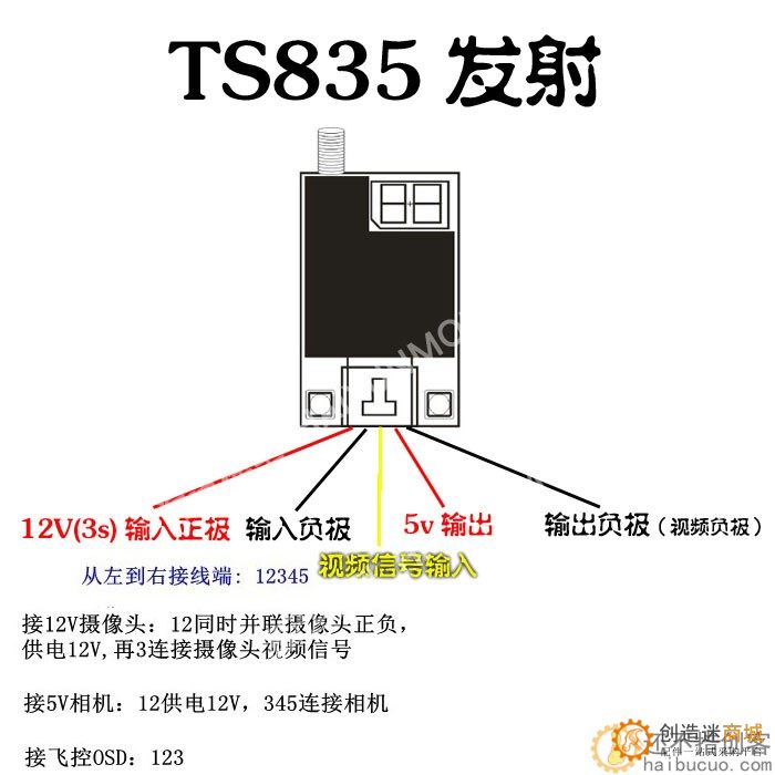 40频点 5.8G图传 600mW FPV 无线图传发射接收 TS832 RC832