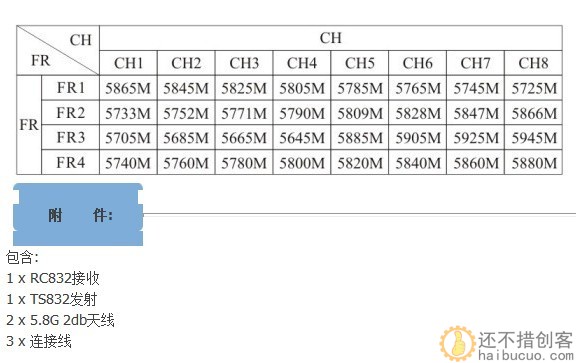 40频点 5.8G图传 600mW FPV 无线图传发射接收 TS832 RC832