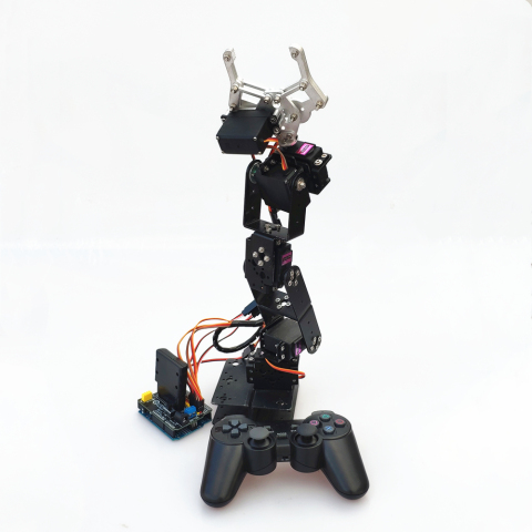 ps2遥控六自由度机械臂for arduino控制套装mg996舵机