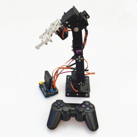 ps2遥控六自由度机械臂for arduino控制套装mg996舵机