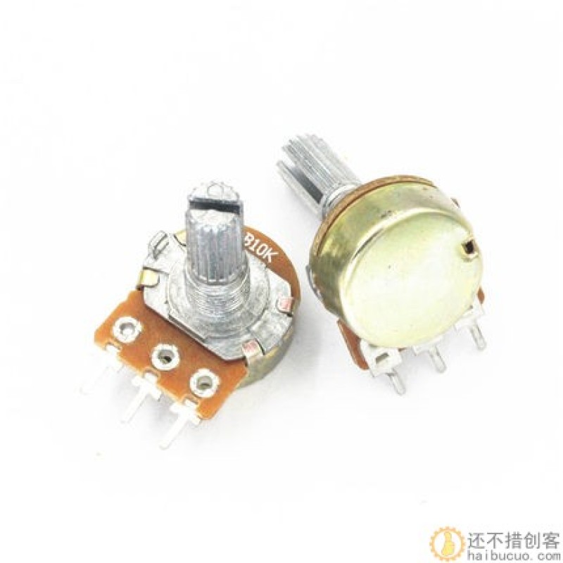 单联电位器 B10K 三脚 10K 柄长15mm 卧式 WH148 电位器