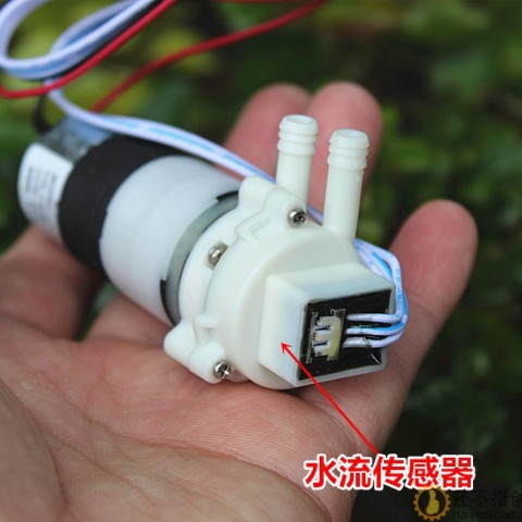 微型自吸水泵隔膜泵 带水流传感器 370电机 DC12V