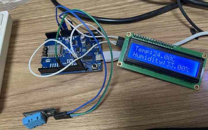 如何用米思齐mixly图形化编程通过 esp8266 D1 和DHT11 LCD1602制作一个温湿度计？