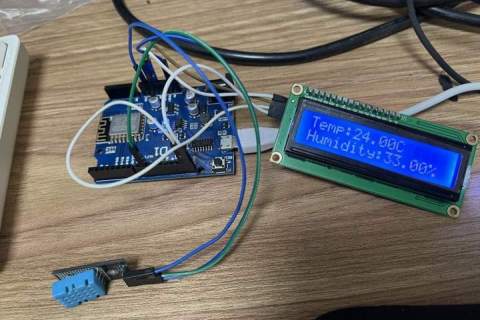 如何用米思齐mixly图形化编程通过 esp8266 D1 和DHT11 LCD1602制作一个温湿度计？
