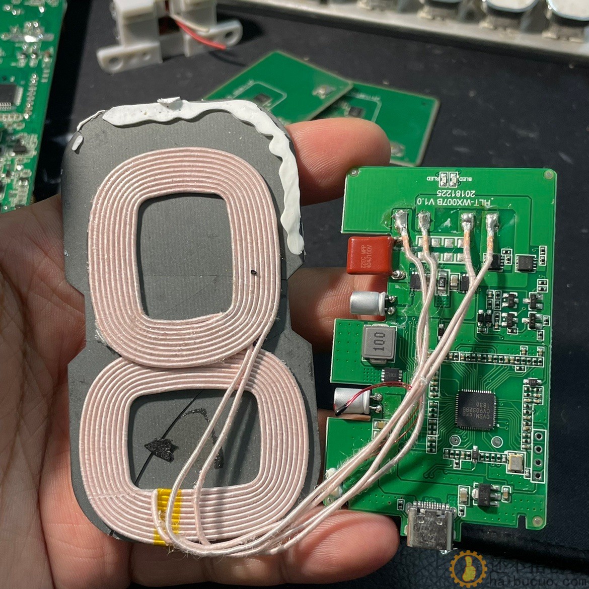 QC3.0无线快充板 typec接口 屏蔽板爆裂 diy研究价 磁片 碎 SN926