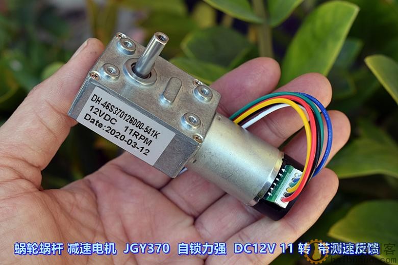 蜗轮蜗杆减速电机 JGY370 自锁力强 DC12V 11 转 带测速反馈M289