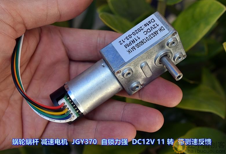 蜗轮蜗杆减速电机 JGY370 自锁力强 DC12V 11 转 带测速反馈M289