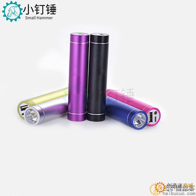 SN597单节圆柱带手电移动电源免焊接 铝合金圆管充电宝免焊套料