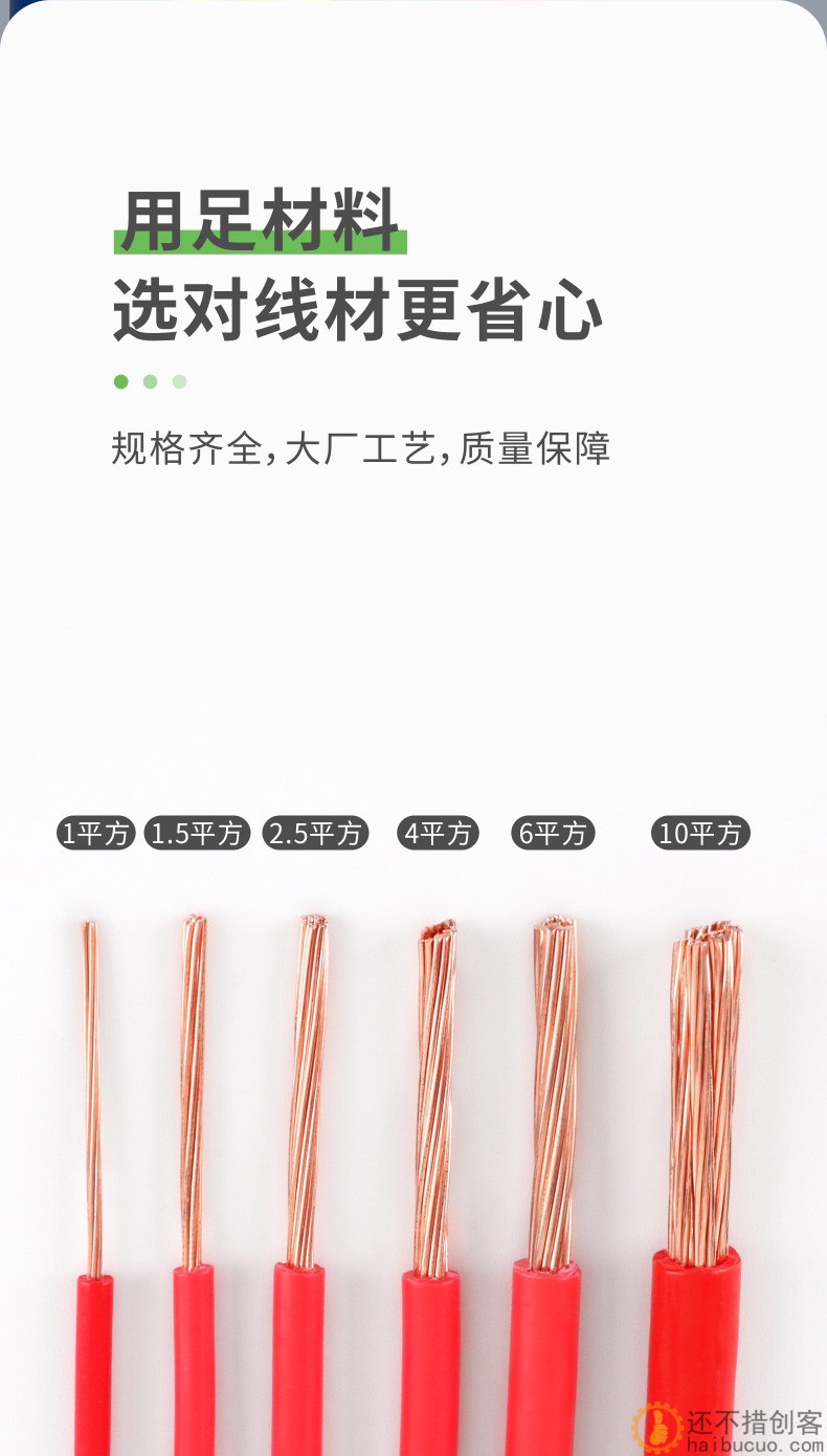 红蓝纯铜电线软线BVR1.0平方装缆芯散剪源阻燃户外DIY材料