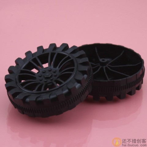越野塑轮 塑料车轮 玩具车轮 科技积木零件 内八支撑 粗黑 W32