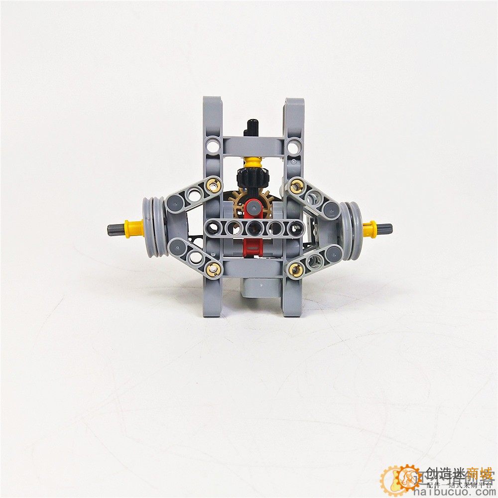 电动DIY科技拼装积木 前轮转向架 MOC机械组模型发动机玩具SNP76