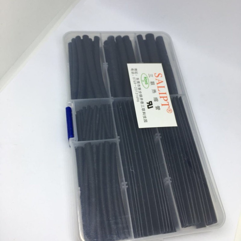 三联热缩管盒装热缩管组合套管阻燃绝缘家用家装电线黑色套管SN222