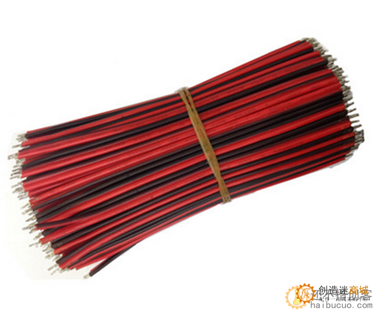 线仔 100MM 长 红黑 电子线 连接线 双头镀锡 22#17股1.5元10条