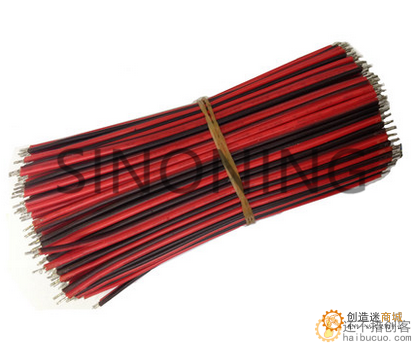 线仔 100MM 长 红黑 电子线 连接线 双头镀锡 22#17股1.5元10条