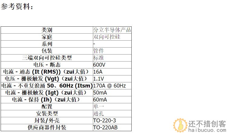 BTA16-600B TO-220 16A 600V 双向可控硅SND186