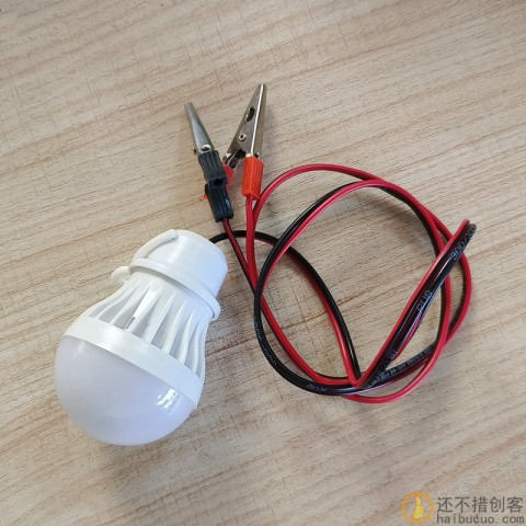 电瓶灯泡夜市摆摊 5V3W灯泡地摊高亮 5V直流低压鳄鱼夹子带线球泡灯SN1038