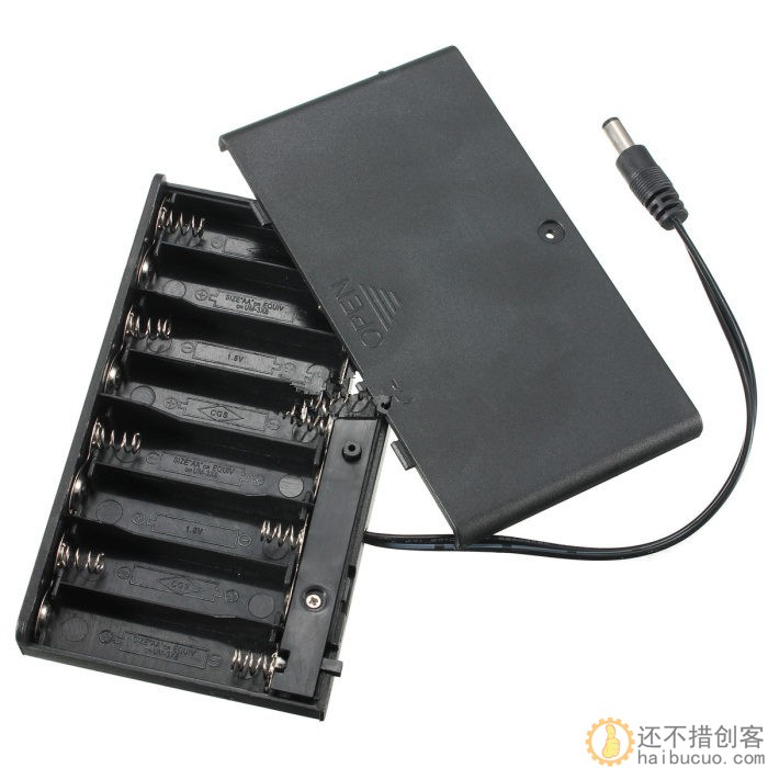 for arduino供电 5号8节带盖带开关DC头 电池盒 AA*8 12V SN230